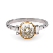 Edwardian Inspired 1.86 Carat Fancy Yellow Diamond Platinum Engagement Ring