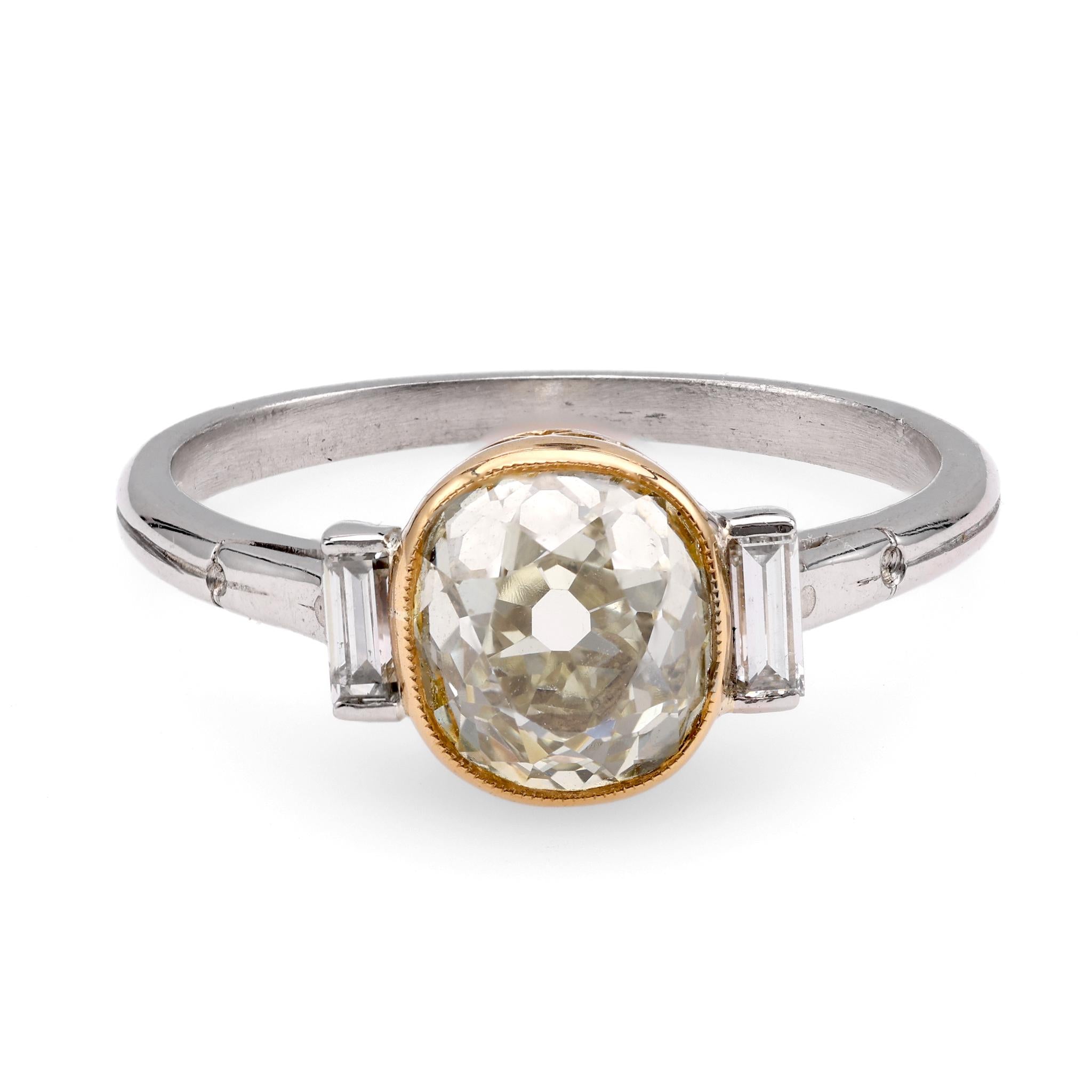 Edwardian Inspired 1.86 Carat Fancy Yellow Diamond Platinum Engagement Ring