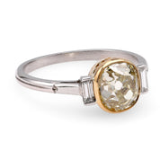 Edwardian Inspired 1.86 Carat Fancy Yellow Diamond Platinum Engagement Ring