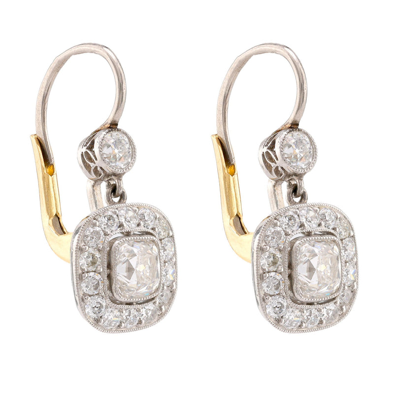 Edwardian Inspired Diamond Platinum Drop Earrings