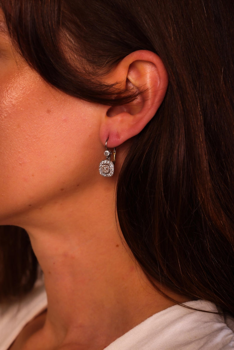 Edwardian Inspired Diamond Platinum Drop Earrings