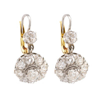 Edwardian Inspired 3 Carat Old Mine Diamond Platinum Earrings