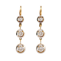 Edwardian Style Diamond 18K Yellow White Gold Drop Earrings