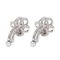 Mid Century Diamond Platinum Ribbon Earrings