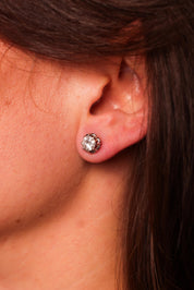 Edwardian Style Diamond Yellow Gold Stud Earrings