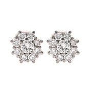Modern Diamond 18K White Gold Cluster Earrings