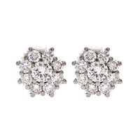 Modern Diamond 18K White Gold Cluster Earrings