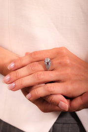 Art Deco Inspired 1.03 Carat Round Brilliant Cut Diamond Ruby Platinum Ring