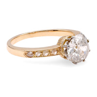 Edwardian Inspired 1.24 Carat Diamond 18K Yellow and White Gold Engagement Ring