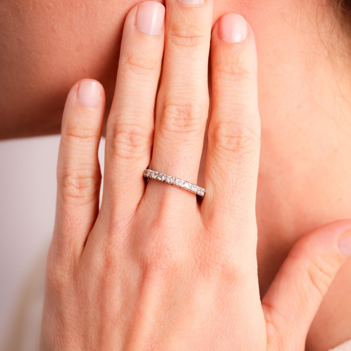 Vintage Diamond Platinum Eternity Band