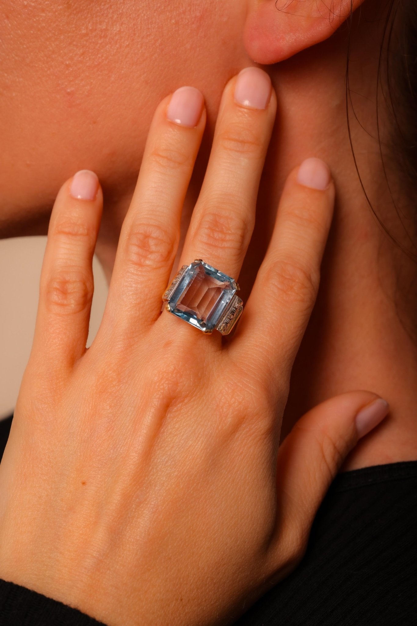 10 kt aquamarine diamond sale ring