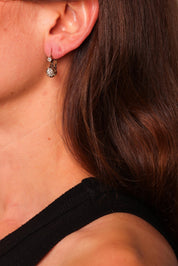 Antique Style Old Mine Diamond 18K Yellow Gold Drop Earrings