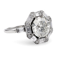 Art Deco Inspired 3.46 Carat Diamond Platinum Engagement Ring