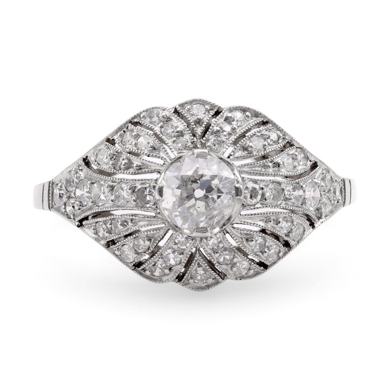 Art Deco Inspired .41 Carat Diamond Platinum Ring