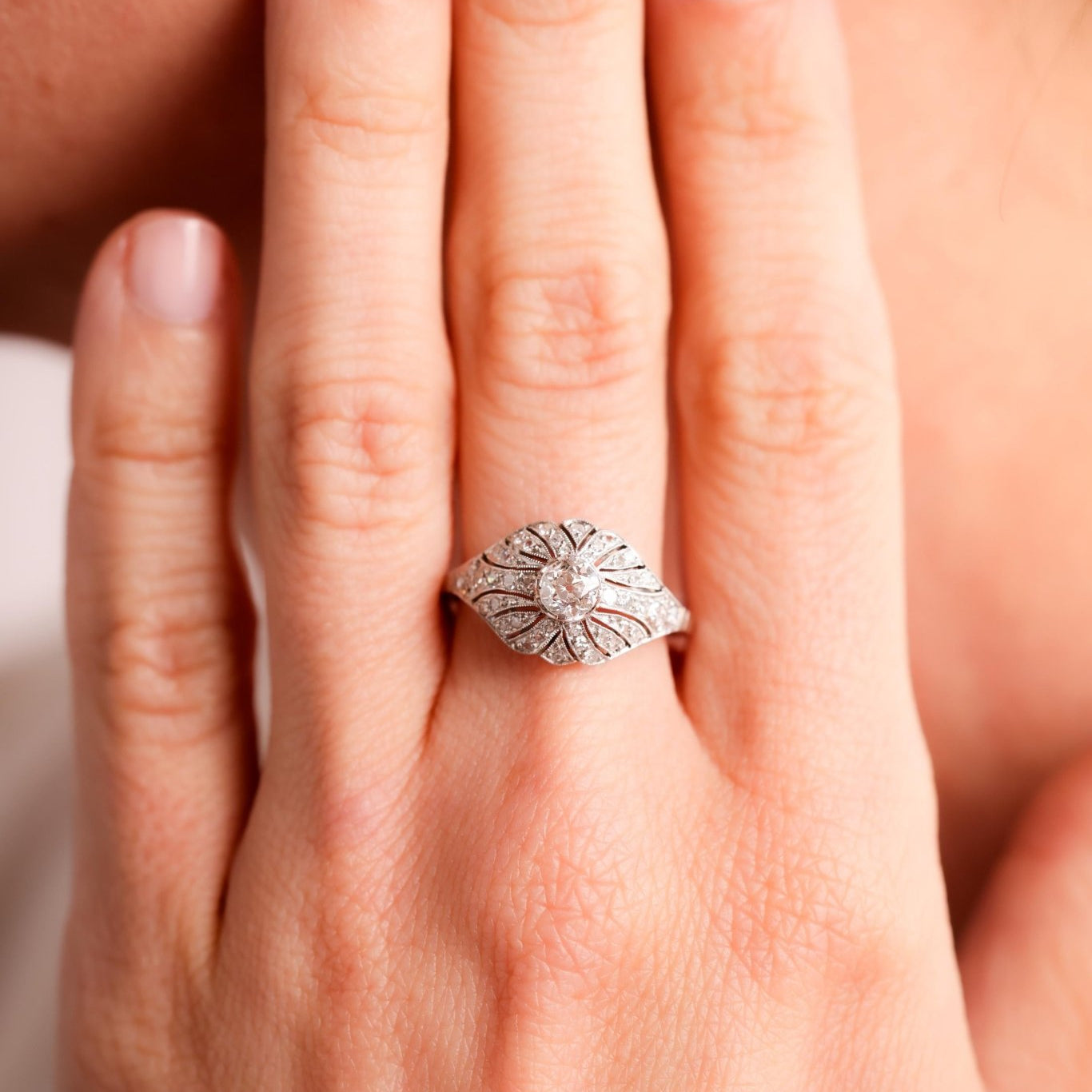 Art Deco Inspired .41 Carat Diamond Platinum Ring