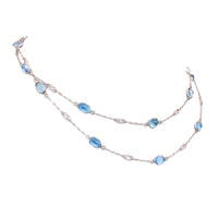 Art Deco Inspired Platinum 8.62 Carat Oval Aquamarine By The Yard Necklace