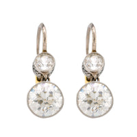 Edwardian Inspired Old Cut Diamond 18K White Yellow Gold Earrings