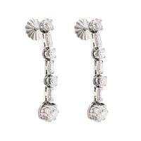 Mid-Century 4.2 Carat Total Weight Diamond Platinum Drop Earrings