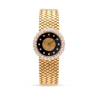 Vintage Piaget Diamond Onyx 18K Yellow Gold Watch