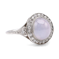 Edwardian 5.5 Carat Cabochon Star Sapphire Diamond Platinum Halo Ring