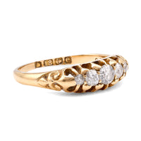 Victorian Diamond 18K Yellow Gold Five Stone Ring