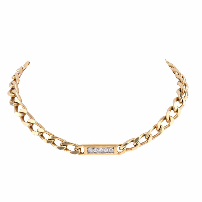 Vintage Diamond 14K Yellow Gold Chain Necklace