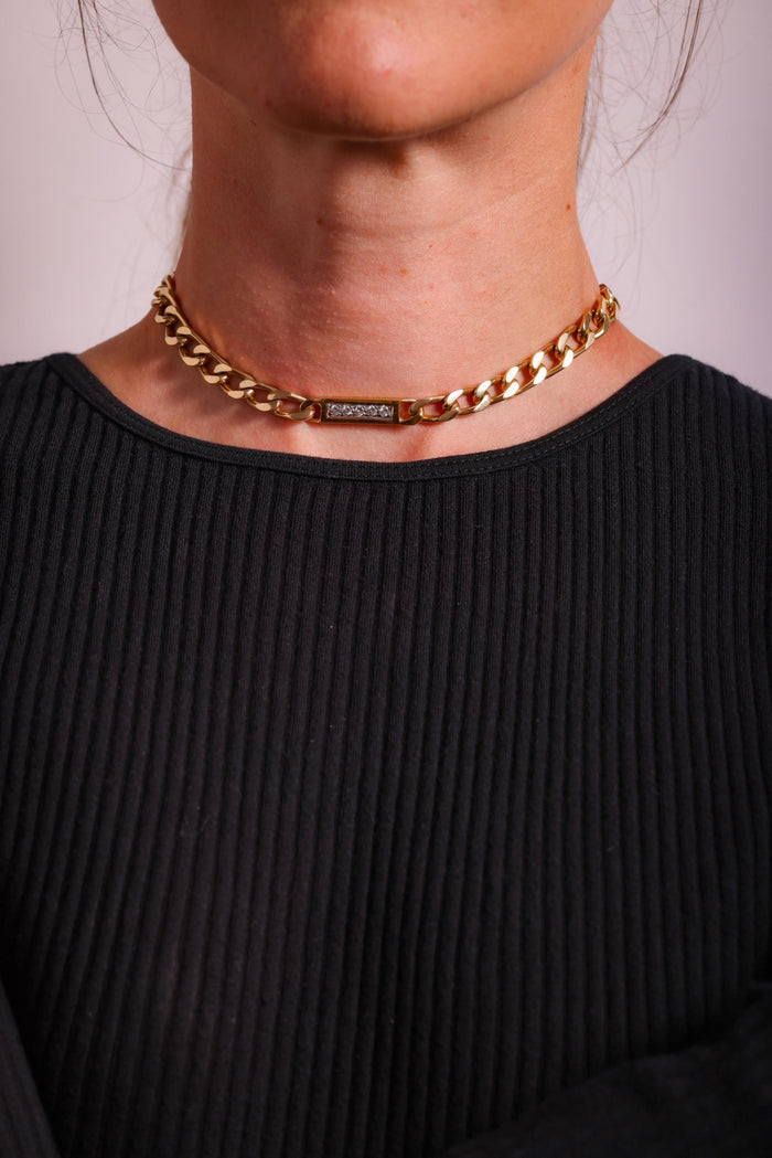 Vintage Diamond 14K Yellow Gold Chain Necklace