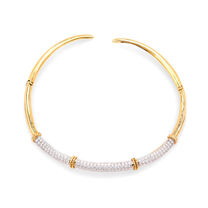 Vintage Diamond 18K Yellow and White Gold Choker Necklace