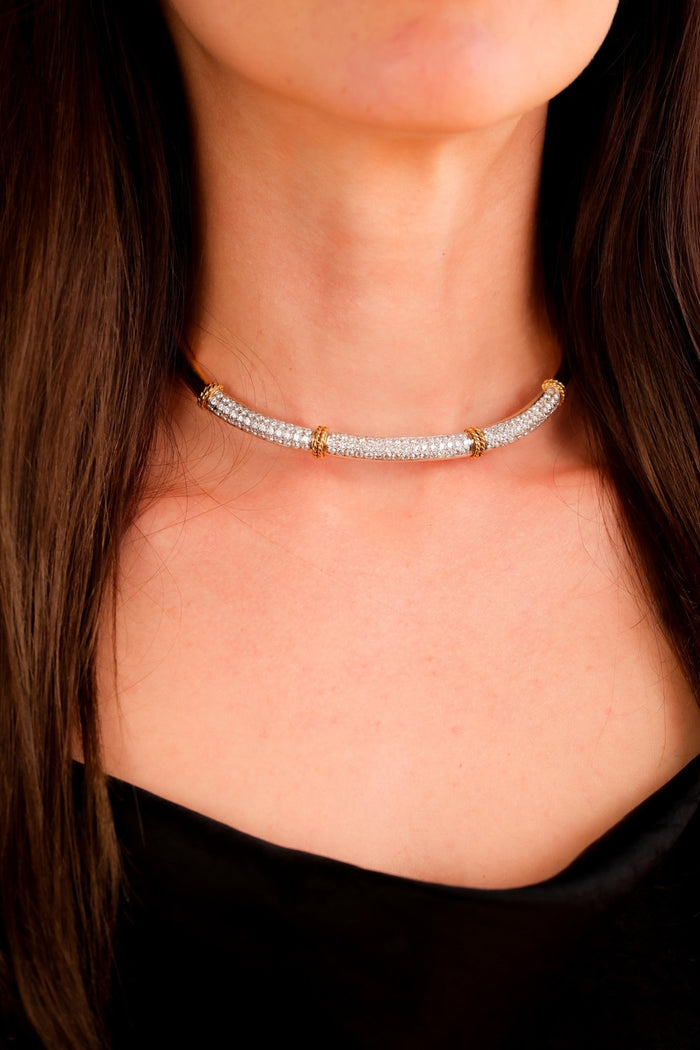 Vintage Diamond 18K Yellow and White Gold Choker Necklace