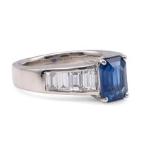 Modern 1.5 Carats Sapphire Diamond Platinum Ring