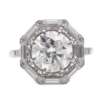 Vintage GIA 2.54 Carat Round Diamond Platinum Engagement Ring