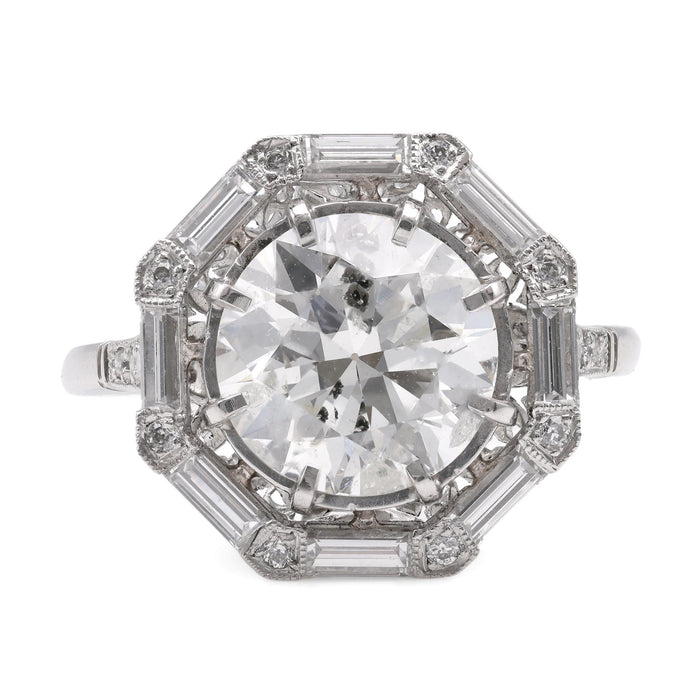 Vintage GIA 2.54 Carat Round Diamond Platinum Engagement Ring