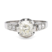 Art Deco French 1.71 Carat Old Mine Cut GIA Diamond Platinum Engagement Ring