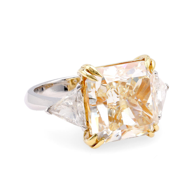 GIA 13.01 Carat Total Weight Diamond 18K Yellow Gold and Platinum Ring