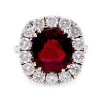 Vintage 5.06 Carat Cushion Cut No Heat Ruby Diamond Ring