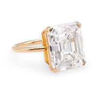 GIA 10.58 Carat Emerald Cut 18K Rose Gold Ring