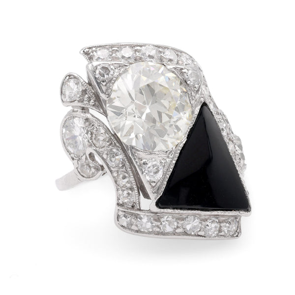 Art Deco 2.5 Carat Old European Cut Diamond Platinum Toi Et Moi Ring