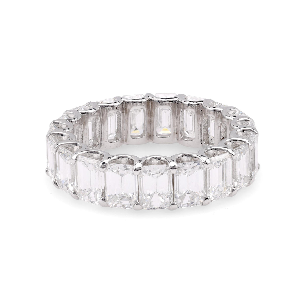 Modern 7.8 Carat Emerald Cut Platinum Wedding Band