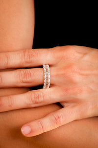 Modern 7.8 Carat Emerald Cut Platinum Wedding Band