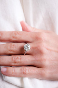 Mid-Century GIA 3.77 Carat Round Diamond Platinum Engagement Ring