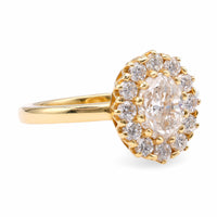 Vintage Inspired Diamond 18K Yellow Gold Cluster Ring