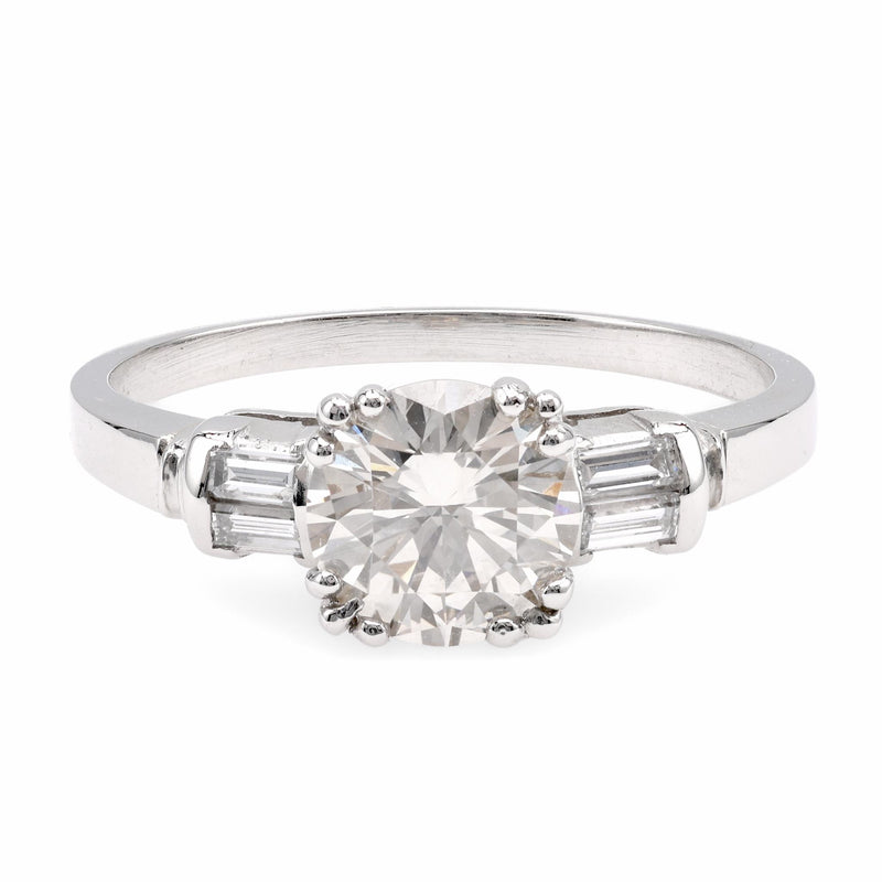 Art Deco GIA 1.21 Carat Round Diamond Platinum Engagement Ring