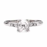 Art Deco GIA .74 Carat Old Mine Diamond Platinum Engagement Ring