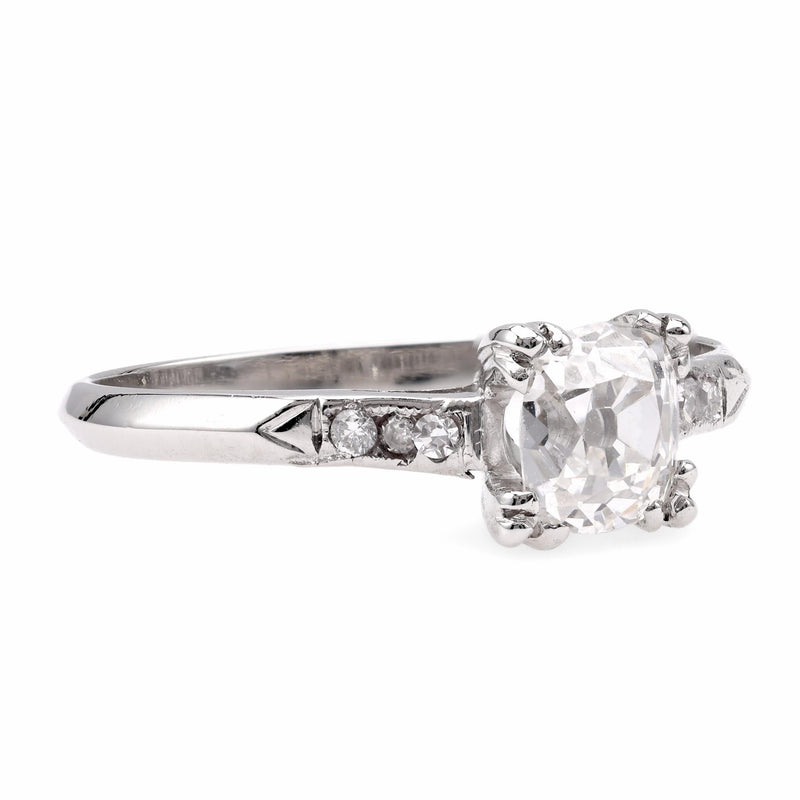 Art Deco GIA .74 Carat Old Mine Diamond Platinum Engagement Ring