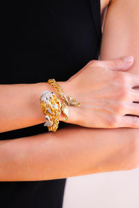 Vintage Ilias Lalaounis Sapphire Diamond 18K Yellow Gold Koi Fish Bangle