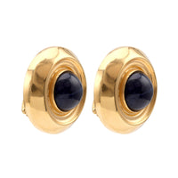 Vintage Ilias Lalaounis Sodalite 18K Yellow Gold Button Earrings