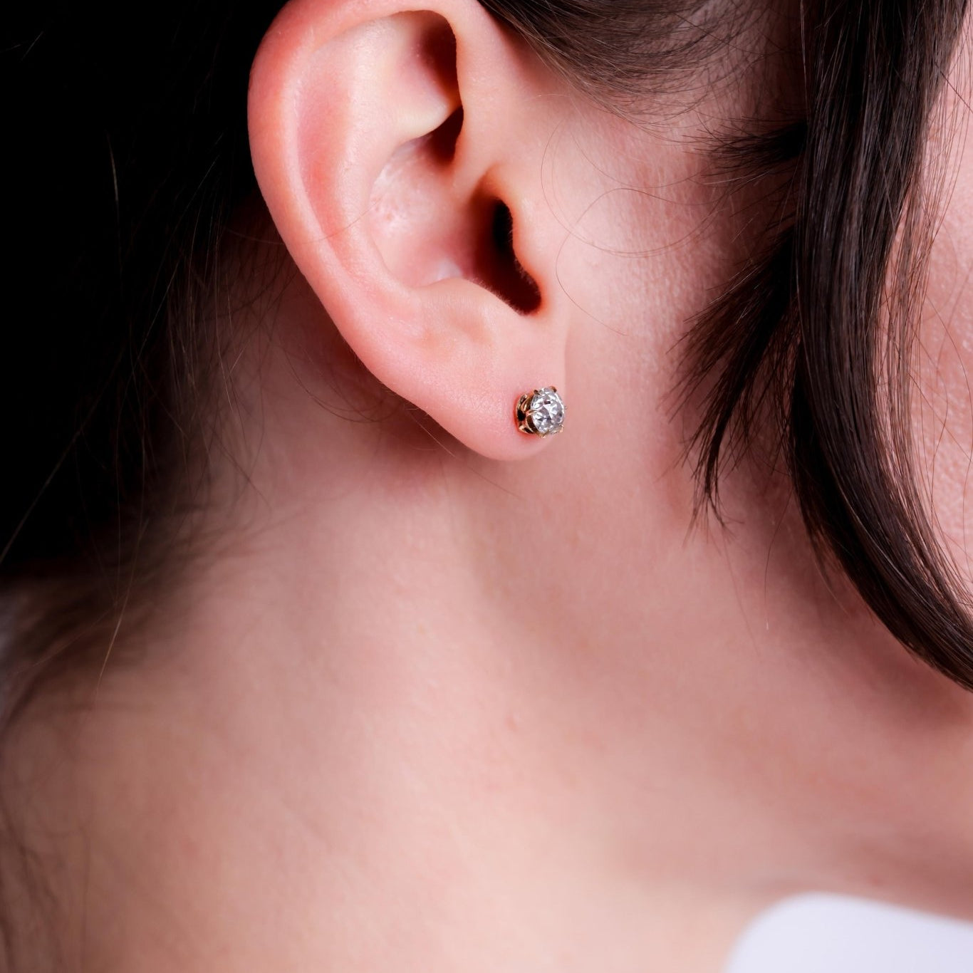 Antique Diamond 14K Rose Gold Stud Earrings
