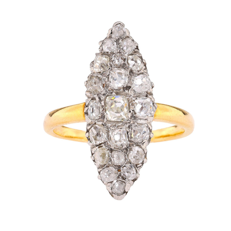 French Belle Époque Diamond 18K Yellow Gold Ring