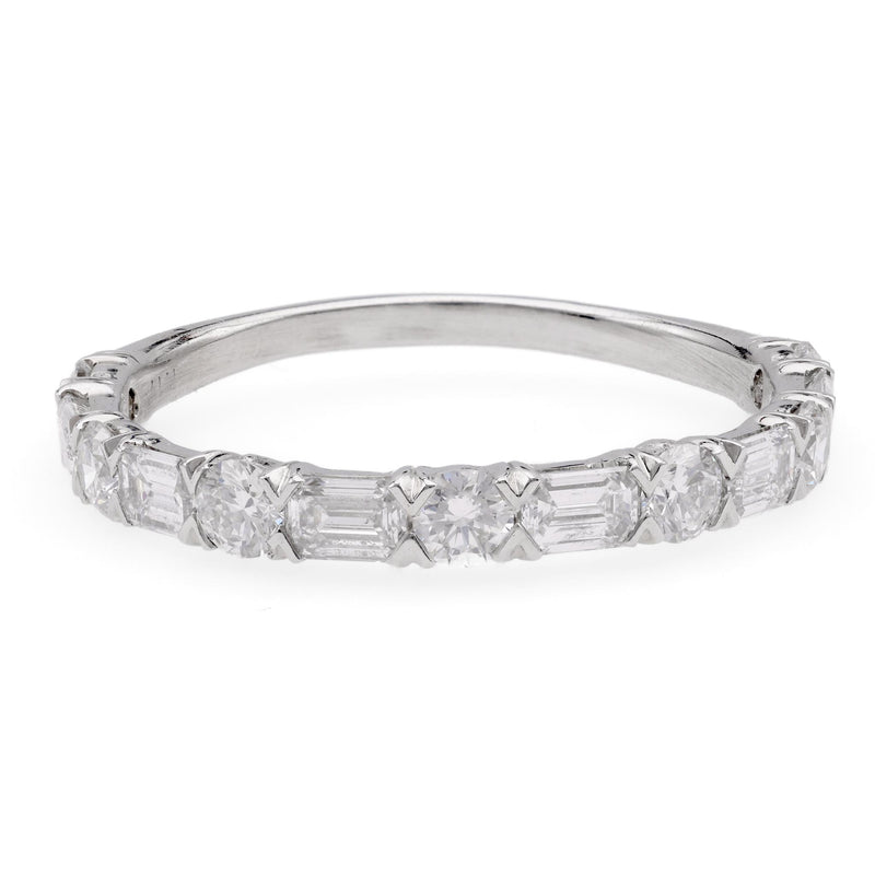 Modern Diamond 18K White Gold Half Eternity Band