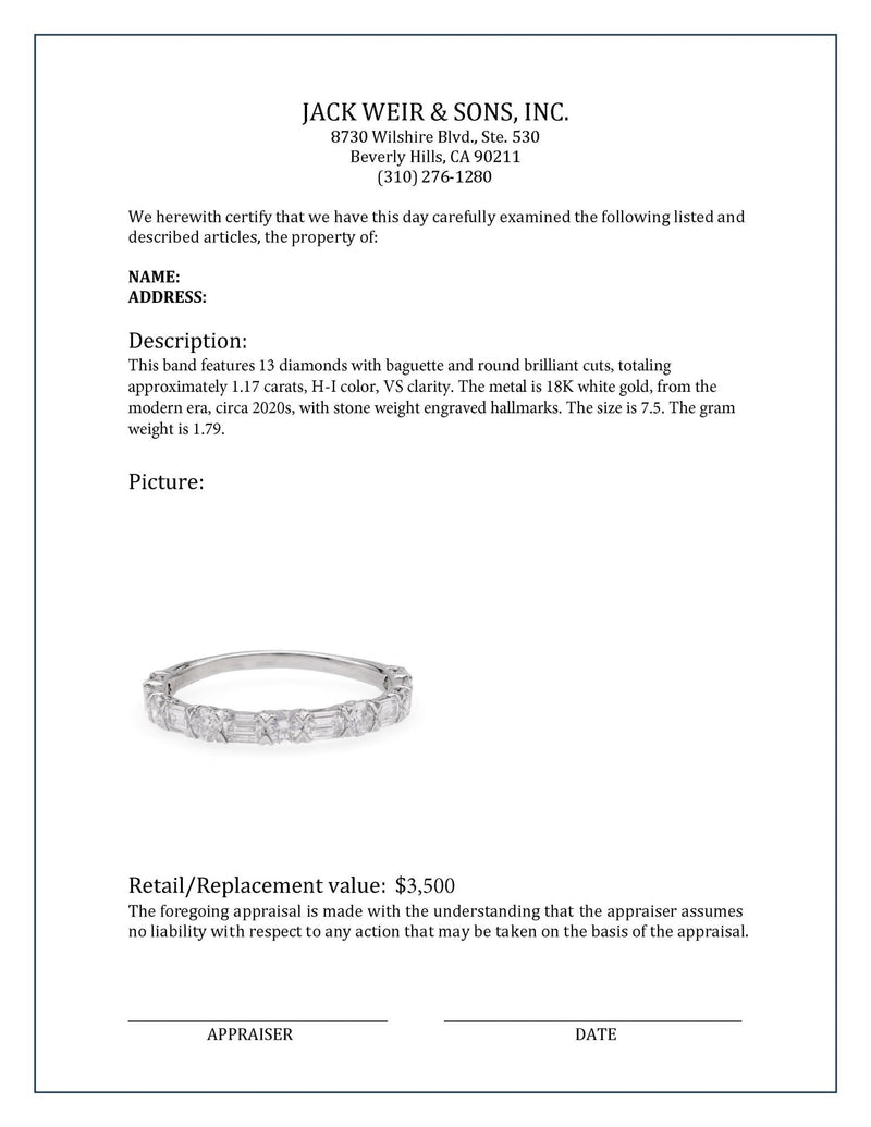 Modern Diamond 18K White Gold Half Eternity Band